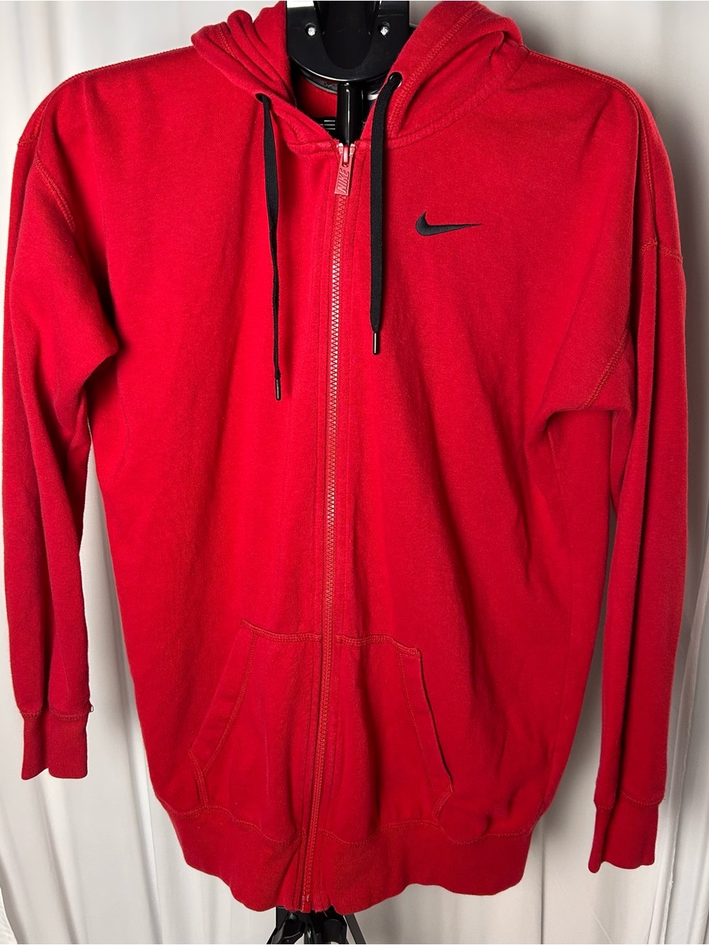 Nike Red Full-Zip Men's Hoodie with Black Swoosh